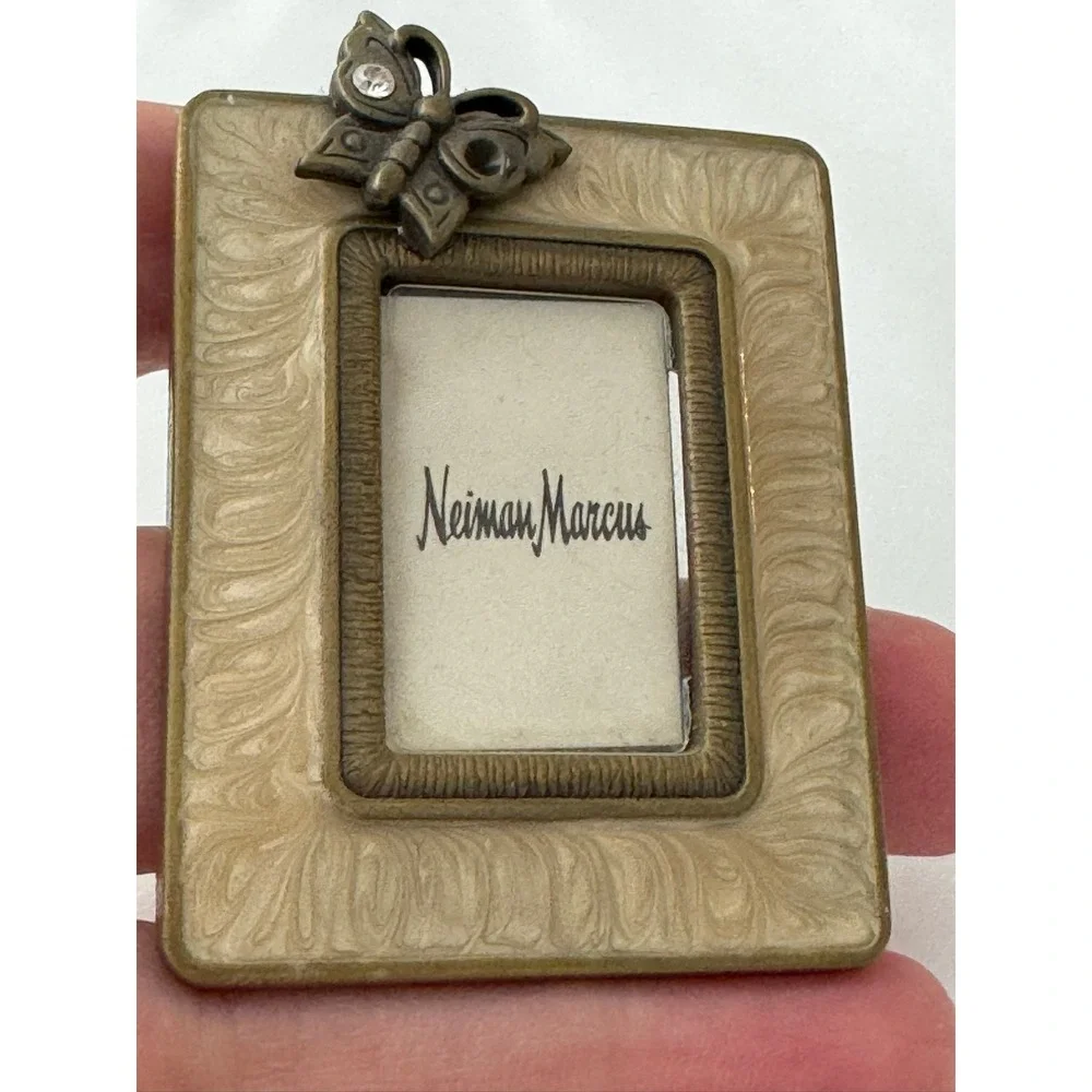 Jay Strongwater‎ Butterfly Mini Picture Frame Cream Enamel Swarovski Crystal NM